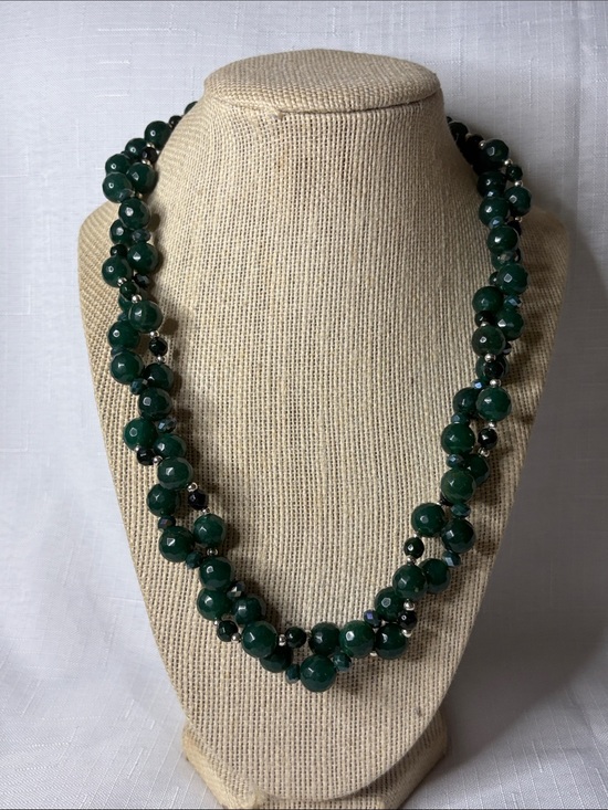 Real Diehl Jewelry Jewelry - Emerald Faceted Bead Torsade Necklace w/Crystals